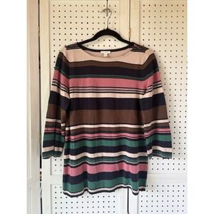 J Jill Striped Lightweight Knit Sweater Women's Small Fall Soft Tunic Classic